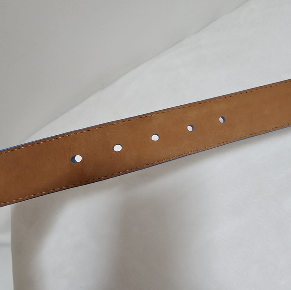 W. Kleinberg Gray Suede Blue Trim Detaial Genuine Leather Lined Luxury Belt USA - Picture 7 of 16